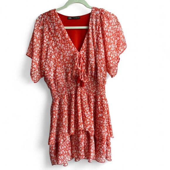 Zara Women's Red Floral Mini Dress - Picture 2 of 6